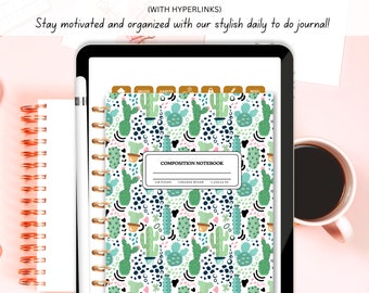 Digital Journal | Digital Notebook | GoodNotes | Notability | Track Mood and Habits | Digital Diary | Student Notebook | Cactus Cover