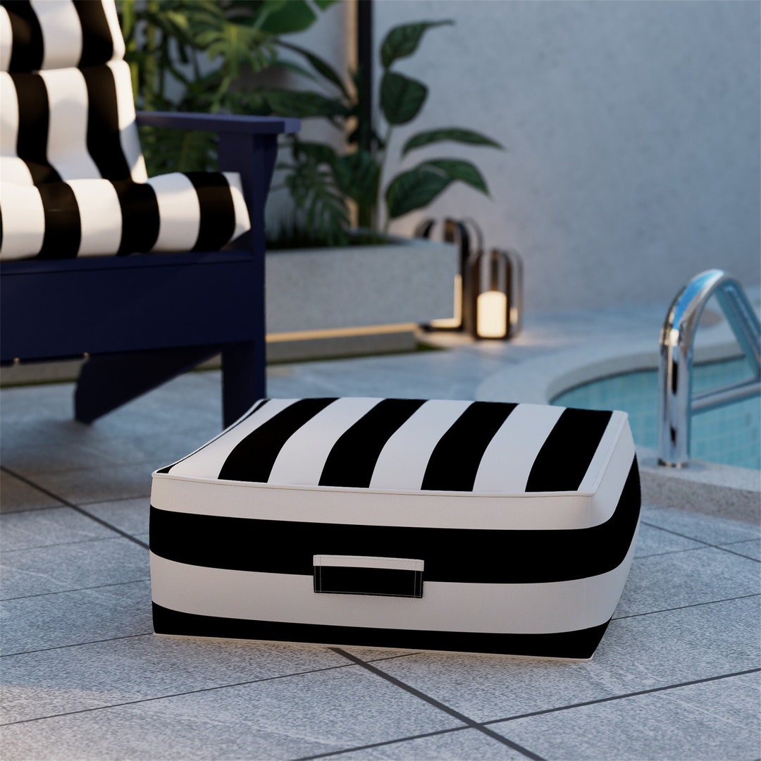 Square Patio Ottoman Outdoor Inflatable Ottoman Footstool With Handle, Outdoor Pouf Footrest for ...
