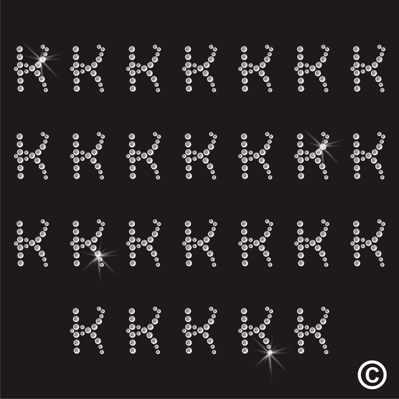 iron on motif Waltograph Letter K Sheet Rhinestone Diamant\u00e9 Transfer Hotfix