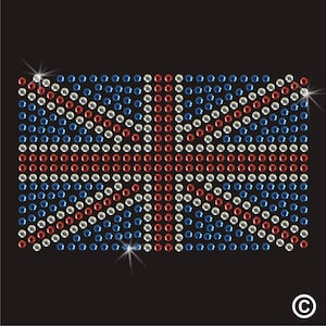 Union Jack England Flag Rhinestone Diamanté Transfer Hotfix (iron on motif) Iron on for Shoes Clothes Bags Decorated Accessories