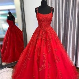 Red lace ball gown shop