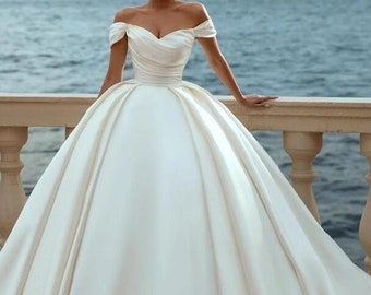 Abito da sposa principessa in raso con spalline, abito da sposa, abito da sposa, abito per la sposa su misura