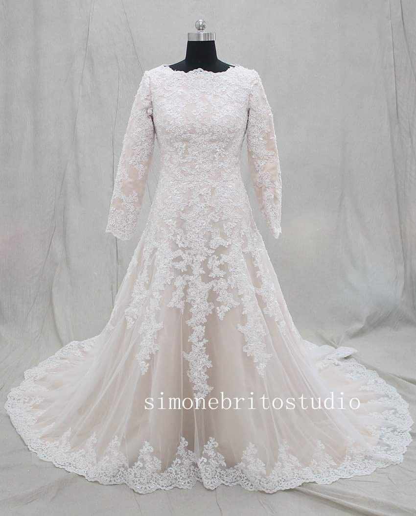 Modest Wedding Dress Long Sleeves Lace Bride Dress Bridal Etsy