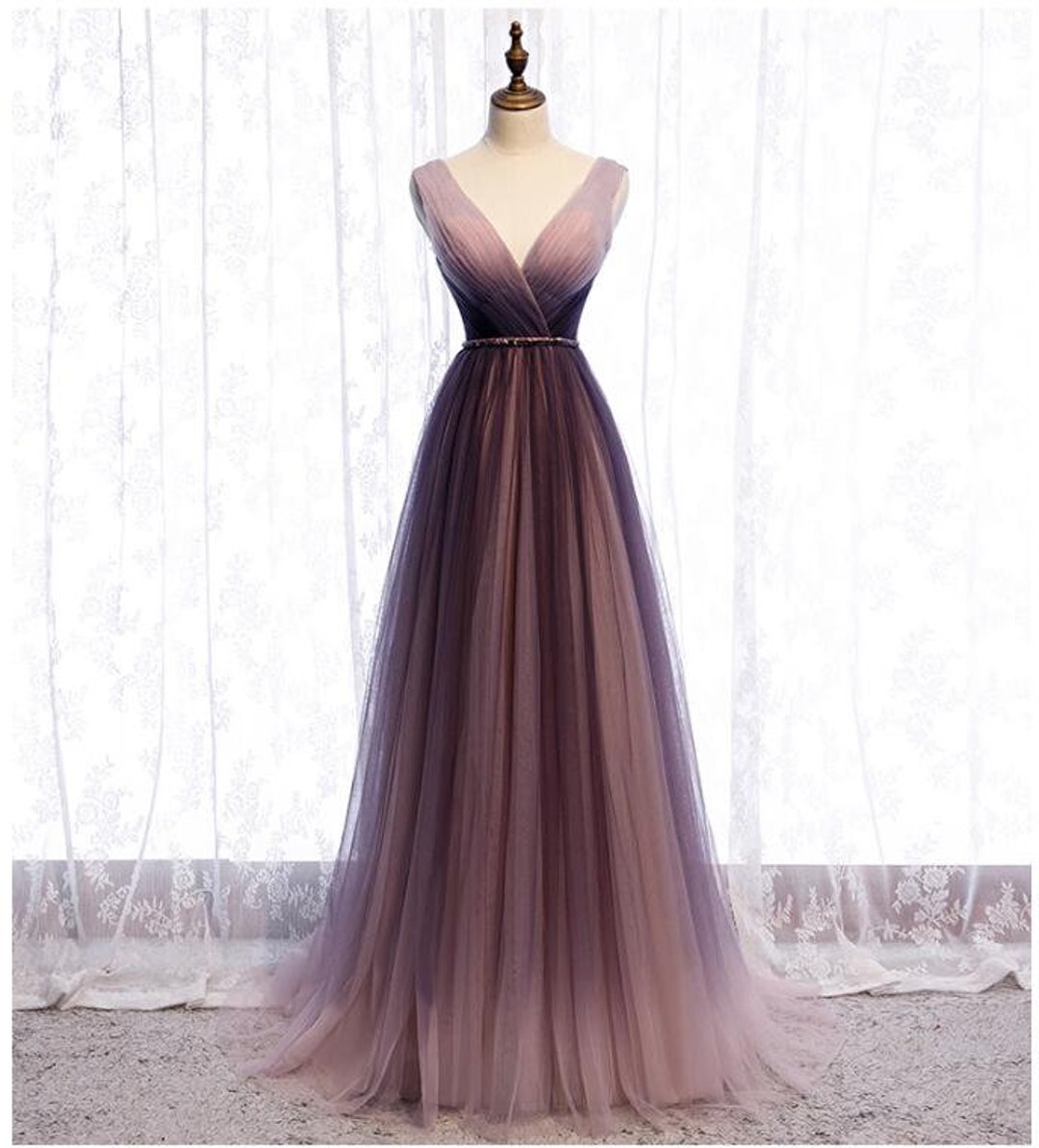 V Neckline Fadding Color Bridesmaid Dress Prom Dress Handmade ...