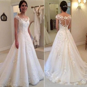 Classic Wedding Dress Cap sleeves, Bride Dress, Bridal Gown ,Dress For Bride Wedding Custom Made