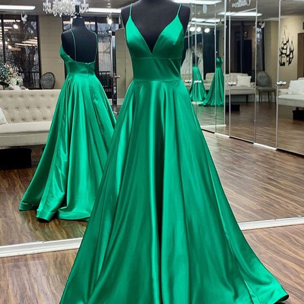 Satin Prom Dress Etsy