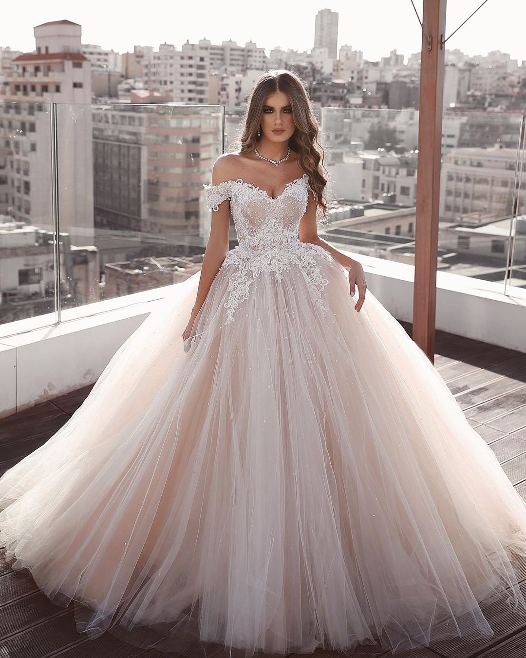 Sparkling Lace and Tulle Ballgown Wedding Dress