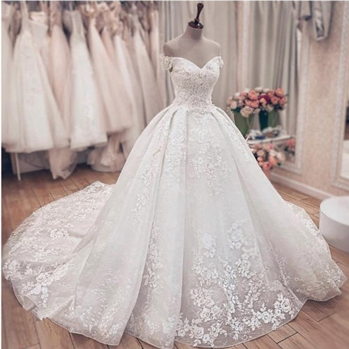 Princess Wedding Dress Long Sleeves Beach Bride Dress Bridal - Etsy