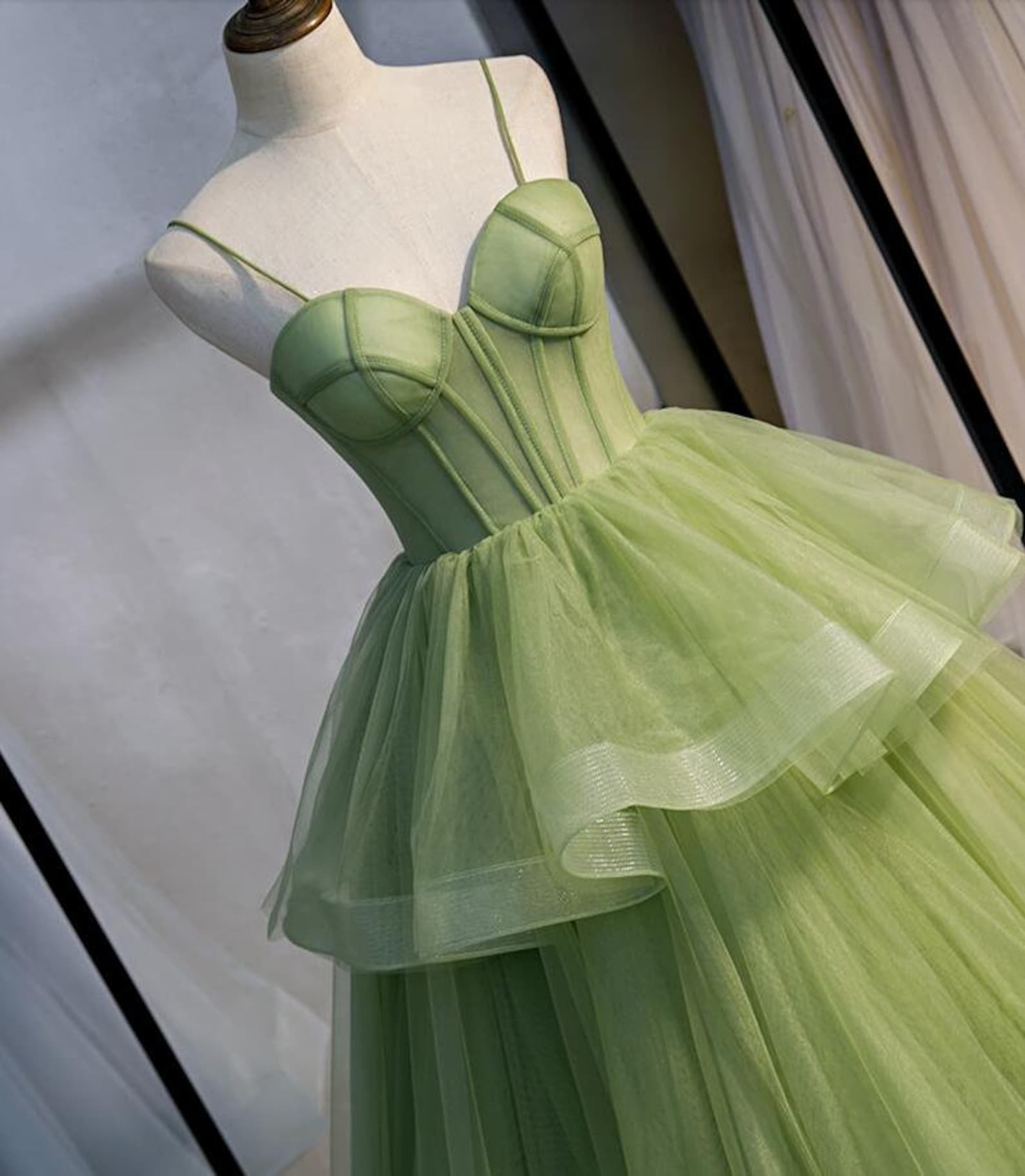 Sage Green Sweet 16 Quinceanera Princess Prom Dress Handmade - Etsy