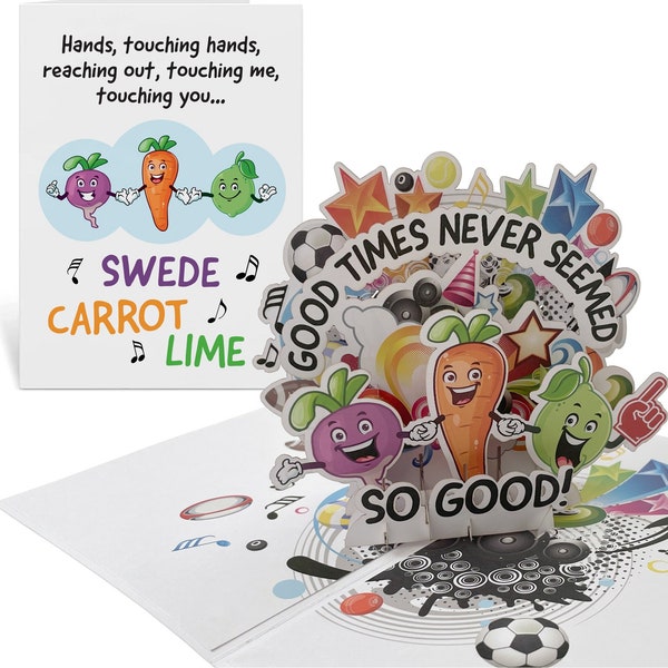 Swede Carrot Lime - Funny Birthday Card for Dad, Mum, Husband, Wife, Boyfriend, Girlfriend, Vegan Birthday Card. Neil diamond sweet Caroline