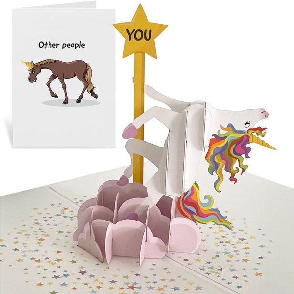 Pole Dancing Unicorn Birthday Card - Hand made 3D Pop up card. Take Centre stage with a uniquely funny, quirky gift. For any occasion!