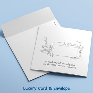 Funny birthday cards for men and Women - Bacon sandwich Birthday Card for dad brother, son, Winnie the pooh illustrative artwork image 2