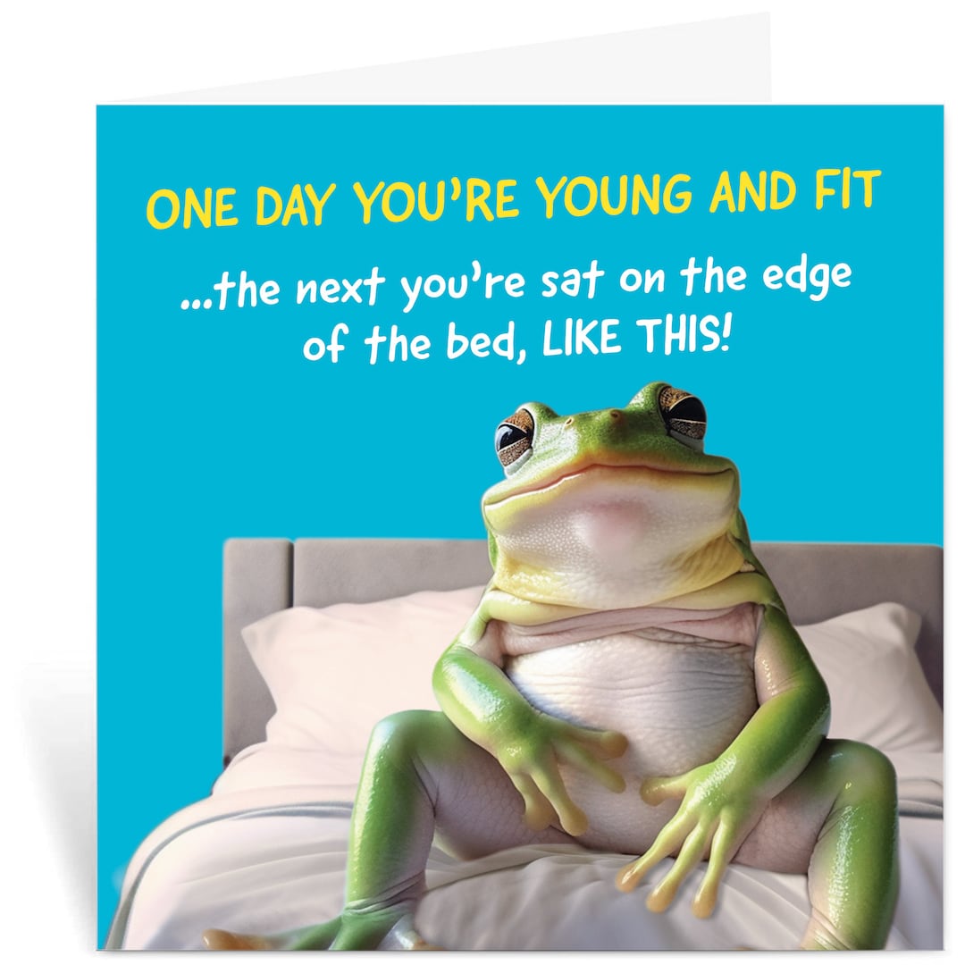 Funny Frog Birthday Card. Premium Humorous Greeting Card for Men