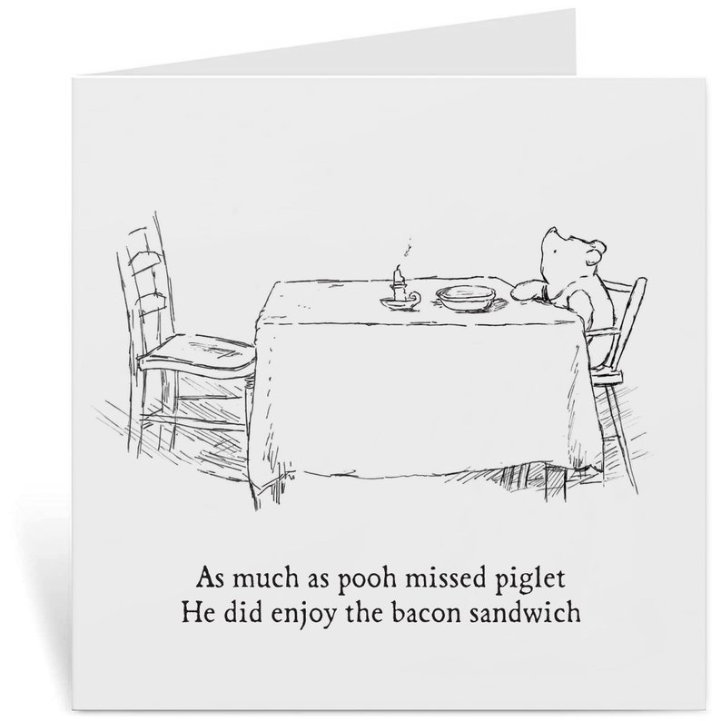 Funny birthday cards for men and Women - Bacon sandwich Birthday Card for dad brother, son, Winnie the pooh illustrative artwork image 1