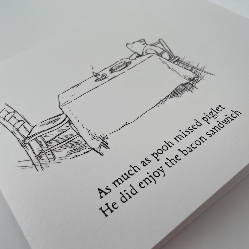 Funny birthday cards for men and Women - Bacon sandwich Birthday Card for dad brother, son, Winnie the pooh illustrative artwork image 3