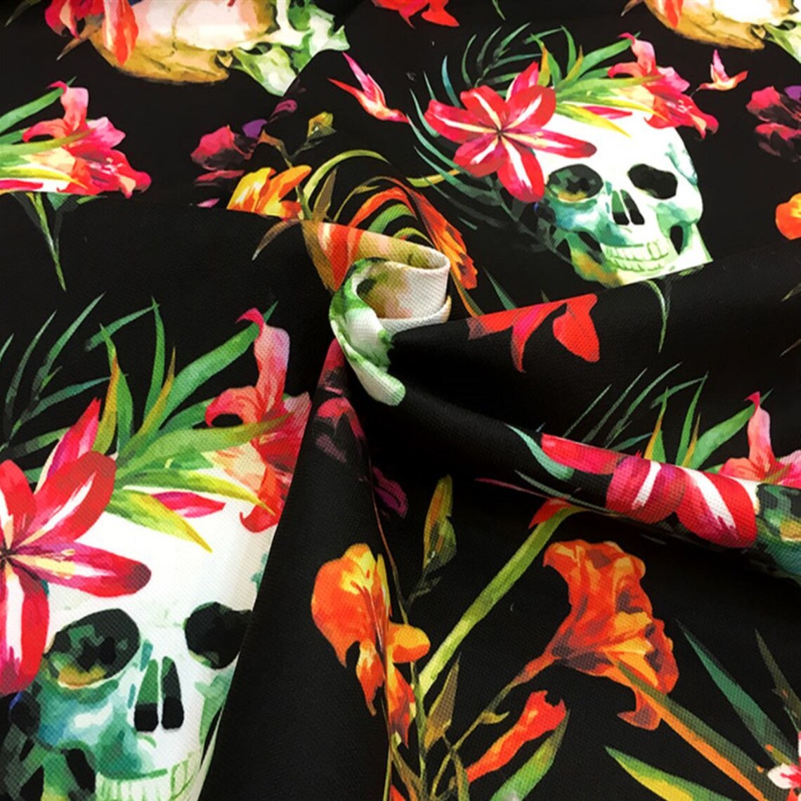 Skull Fabric Cotton Quilting Fabric By The Yard Animal Etsy
