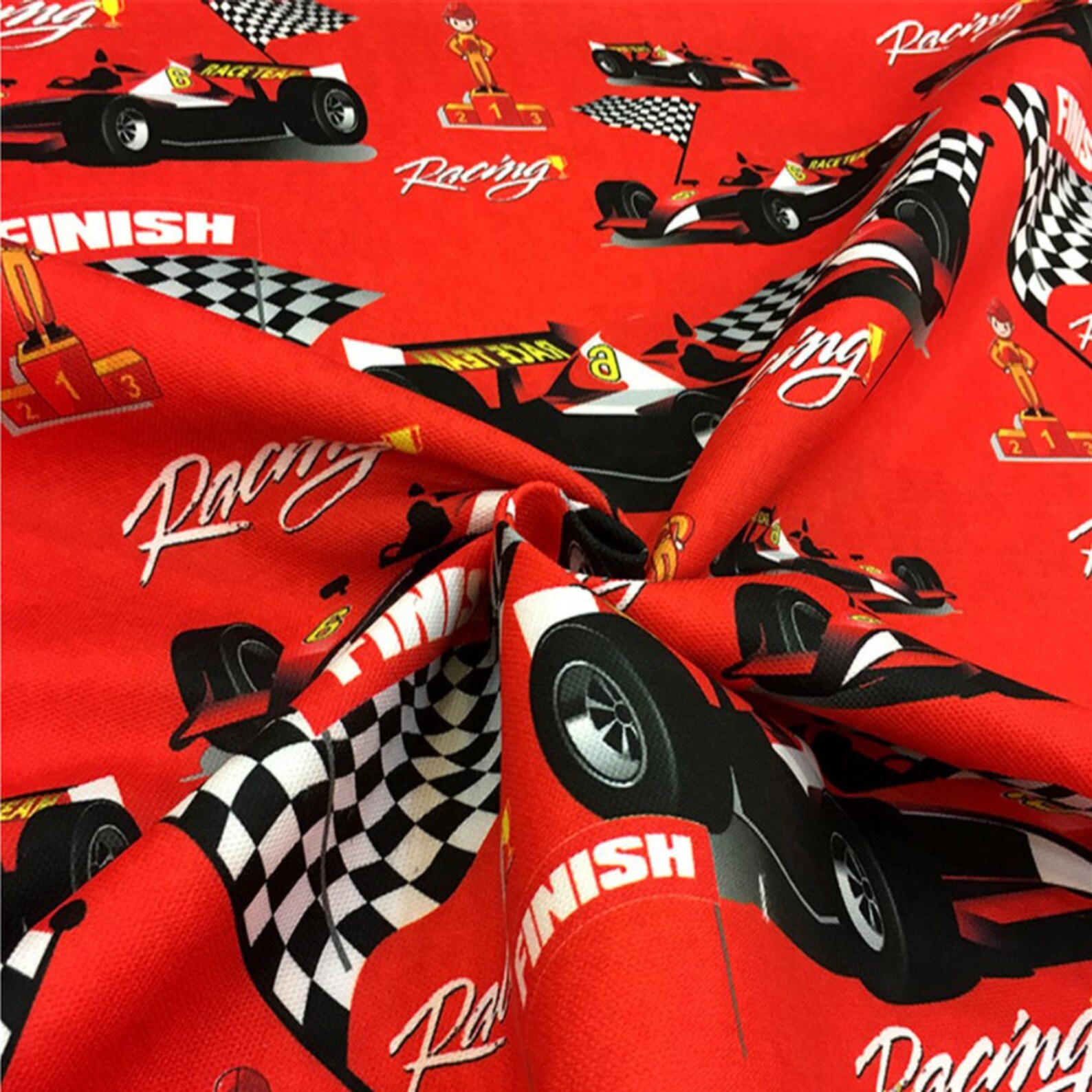 Racing Cars Cotton Quilting Fabric By The Yard Kids Child Etsy