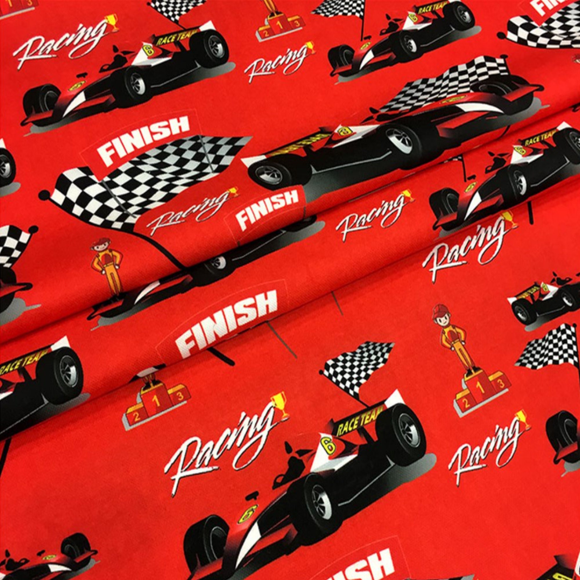 Racing Cars Cotton Quilting Fabric By The Yard Kids Child Etsy