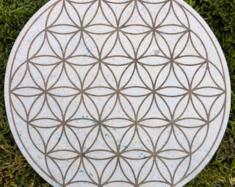 Flower of Life kristallen raster • Gegraveerd milieuvriendelijk kurkleer