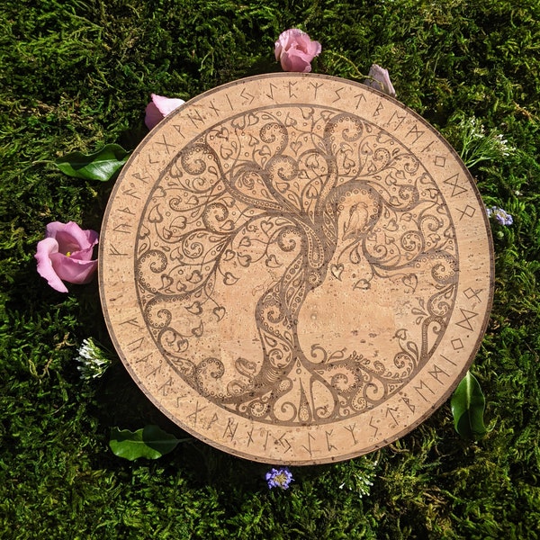 Rune Casting Board • Norse Mythology Ratatoskr Viking Tree Of Life • Runic Divination • Pagan Yggdrasil Altar • Viking Gift • Casting Cloth