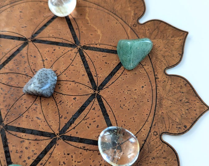Hexagram Protection Crystal Grid • Engraved Eco Friendly Cork Leather