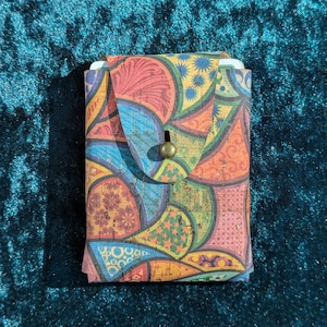 Eco Friendly Cork Leather Card Case • Psychedelic Gold or Flower of Life image 13