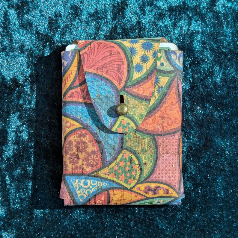 Eco Friendly Cork Leather Card Case • Psychedelic Gold or Flower of Life image 13