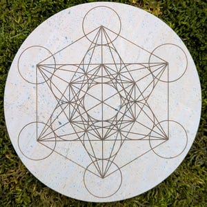 Metatrons Cube Crystal Grid • Engraved Eco Friendly Cork Leather