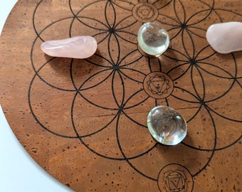 Griglia Chakra Fiore della Vita • Pelle di sughero ecologica incisa