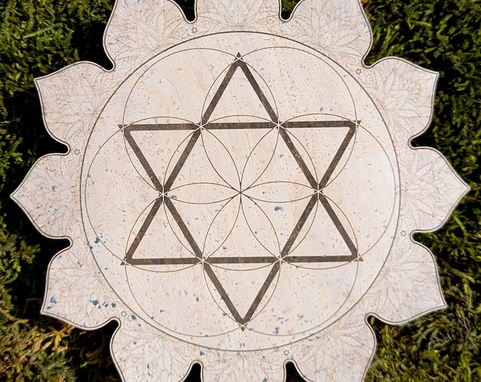 Hexagram Crystal Grid • Engraved Eco Friendly Cork Leather