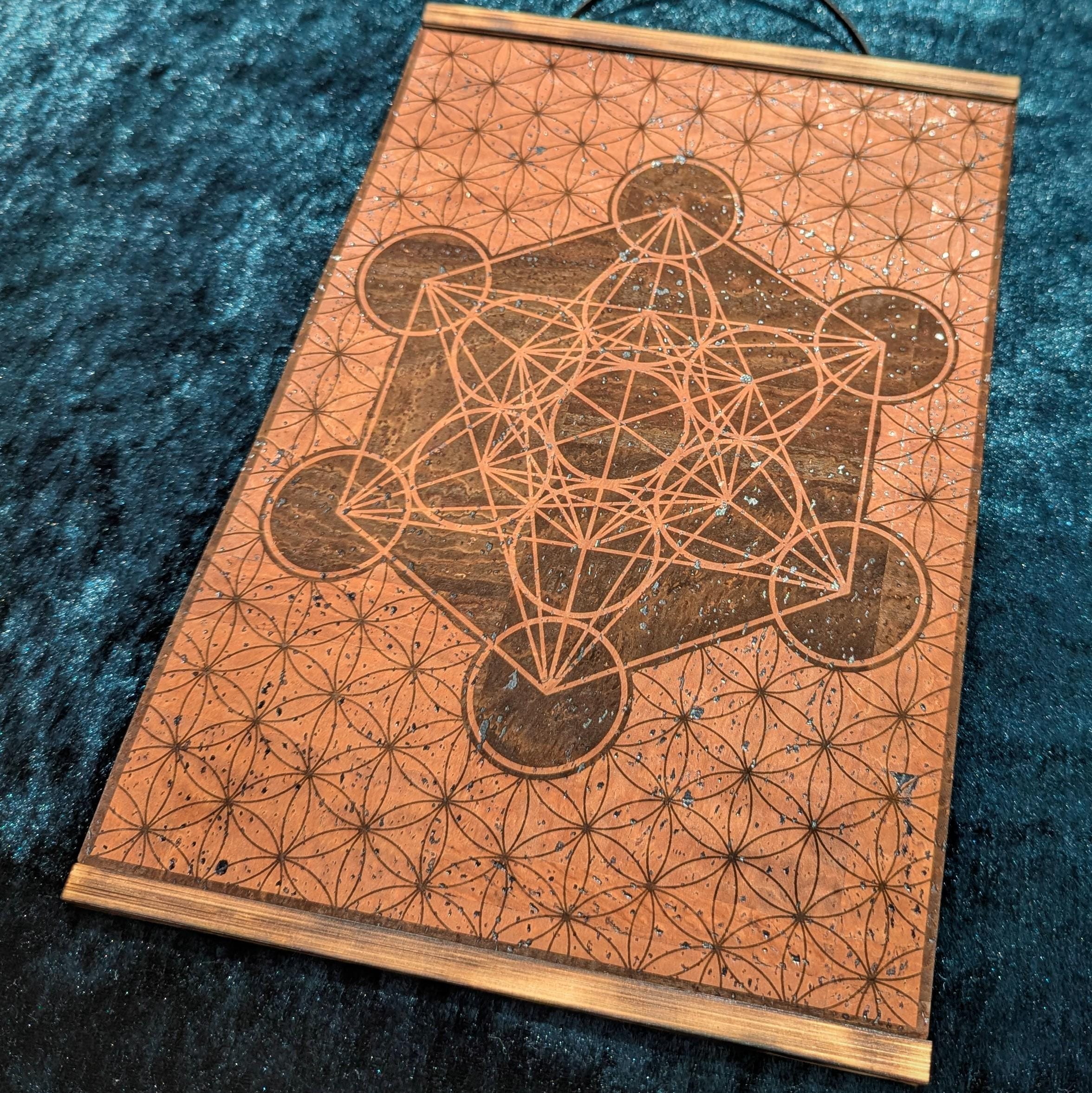 Metatrons Cube Wall Art • Engraved Eco Friendly Cork Leather - Etsy