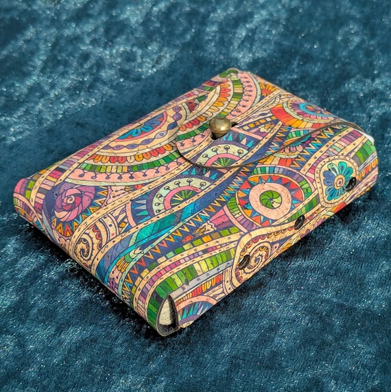 Eco Friendly Cork Leather Card Case • Psychedelic or Flower of Life