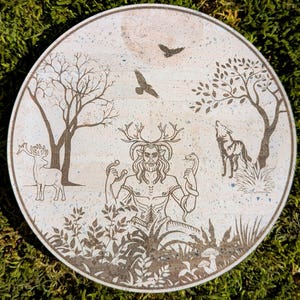 Horned God Cernunnos Altar • Pagan Forest God of Nature • Celtic God of The Forest • Green Man Mythology • Eco Friendly Vegan Cork Leather