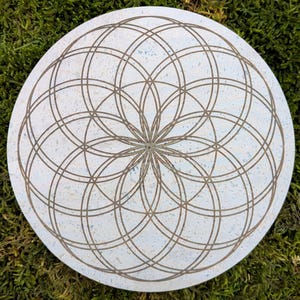 Lotus Of Life Crystal Grid • Sacred Geometry • Spiritual Meditation Yoga Art Gift • Laser Engraved Eco Friendly Vegan Cork Leather