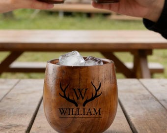 Father's Day Gift, Custom Handmade Wood Whiskey Glass, Gift For Grandpa,Pipe Gift for Dad,Father's Birthday Gift,Gift for Father, Wooden Cup