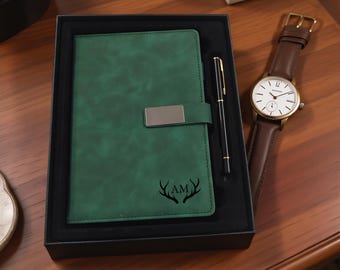 Custom Men's Leather Notebook and Pen Set With Gift Box,Notebook Set for Men,Gift for Colleuge,Gift for Friend,Gift for Creating for Warrant