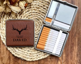 Groomsmen Gifts,Personalized Leather Cigarettes Case,Wedding Groomsman Gifts, Mens Party Bar Accessory, Best Man Favors, Groom Party Favors