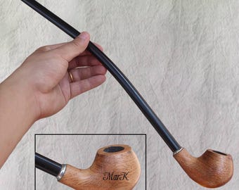 Father's Day Gift,Custom Engraved Long Stem Wooden Tobacco Pipe,Personalised Churchwarden Pipe Gift for Grandpa,Gift For Dad,Gift for Smoker