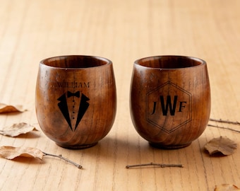 Custom Wooden Bourbon Whiskey Cup, Wooden Whisky Glasses, Men's Wine Glasses, Groomsmen Birthday Gift for Him, Personalized Wooden Cup