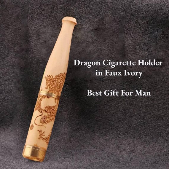 faux cigarette holder Wooden Dragon Cigarette Holder, Dragon Cigarette Holder in Faux Ivory,  Smoker Gift,smoker Holder, Wodden Filter Tips, Short Cigarette Holder