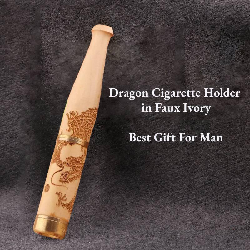 Wooden Dragon Cigarette Holder, Dragon Cigarette Holder in Faux Ivory,  Smoker Gift,smoker Holder, Wodden Filter Tips, Short Cigarette Holder