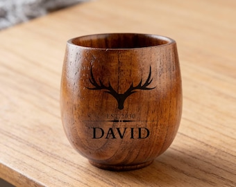 Personalized Charred Wooden Bourbon Drinking Glass Custom Gifts for Men 12 oz Wood Whiskey Glass Fathers Day Gift for Him Groomsmen Gift