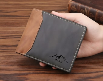 Custom Engraved Leather Wallets, Personalized Leather Wallets, Gift for Men, Groomsmen Birthday Gift for Him, Personalized Wallets Gifts
