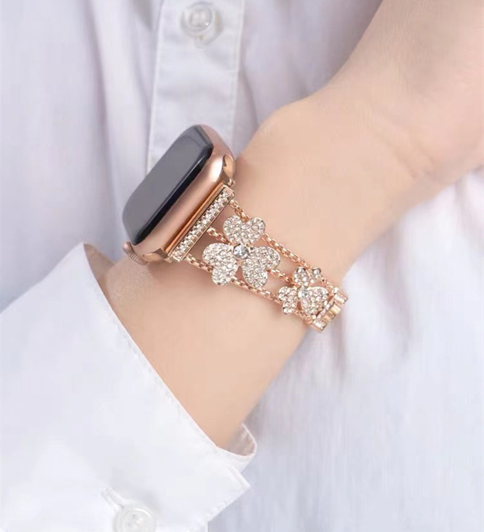 Trefoil Metal Apple Watch Band Women Iwatch Band Chain 38mm Etsy