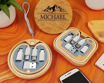Groomsmen Gifts, Custom Wooden Cable Organizer Box, Gift For Groomsmen, Best Man Gifts,Groomsman Gift,Wedding Favors,Wedding Gift,Groom Gift