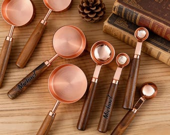 Groomsmen Gifts,Personalized Engraved Measuring Cups Measuring Spoons, Wooden Wedding Favors, Groom Shower Gifts, Wedding Shower Favors,
