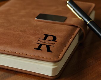 Custom Name Notebook and Pen Set With Gift Box, Leather Notebook Set, Gift for Colleuge, Gift for Friend, Gift for Creating,Gift for Warrant