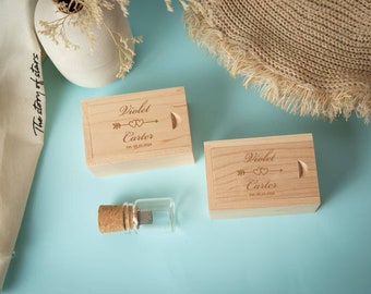 Gift for Wedding Custom Bottle USB, Custom Wedding Favors, Wedding Anniversary Gift, Wedding USB Memory Gift Box, USB Memory Stick