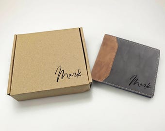 Carteira de couro personalizada com RFID, carteira de couro personalizada com gravação, presente de aniversário para ele, homens, pai, marido, namorado, padrinhos
