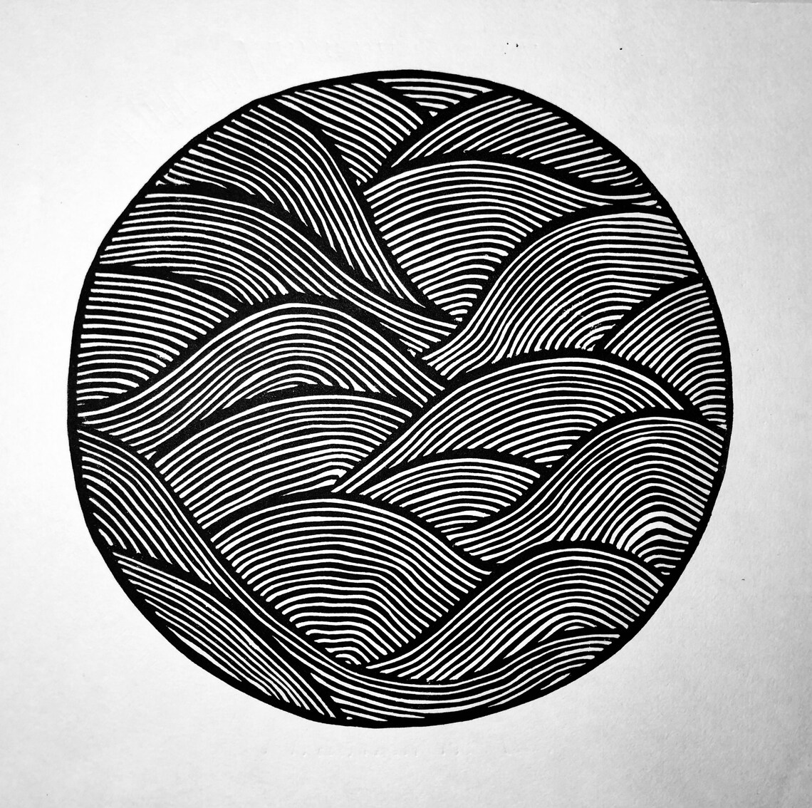 Wave Original Handmade Lino Print Etsy